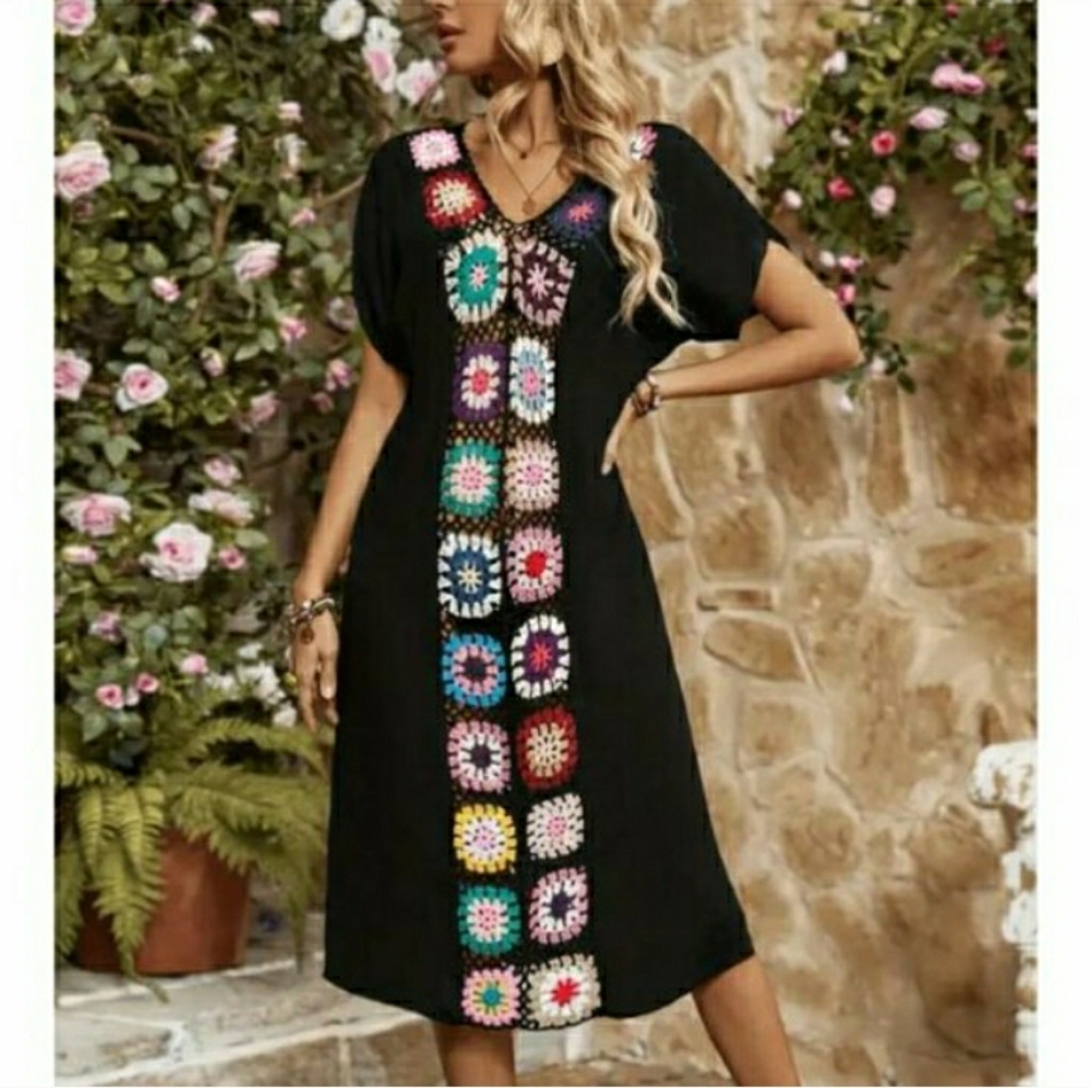 Swimsuit Cover Up Dress Black Crochet OS S M L 🔥 NEW 🔥 LAST 1 - Picture 5 of 9